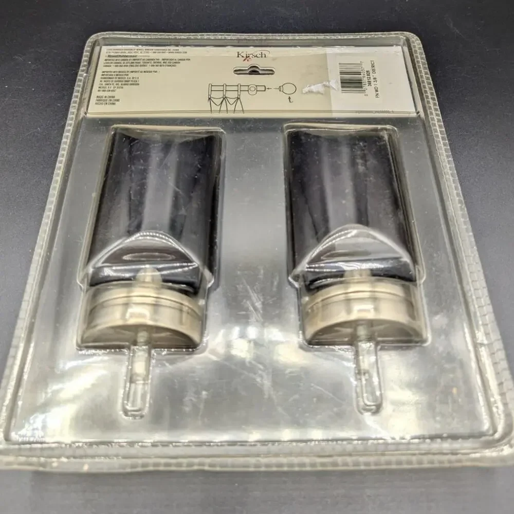 Vintage Black Curtain Rod Finials Kirsch New old stock Black Screw on 1 3/8